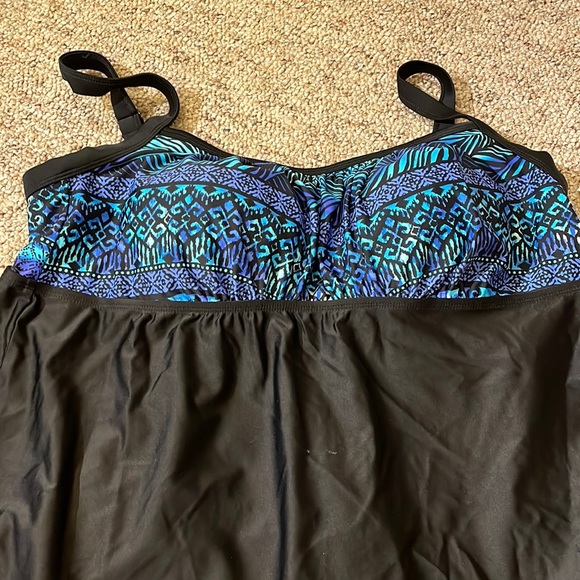 Delta Burke push up one- piece swim Dress Size : 20W in blue and black - Picture 2 of 8